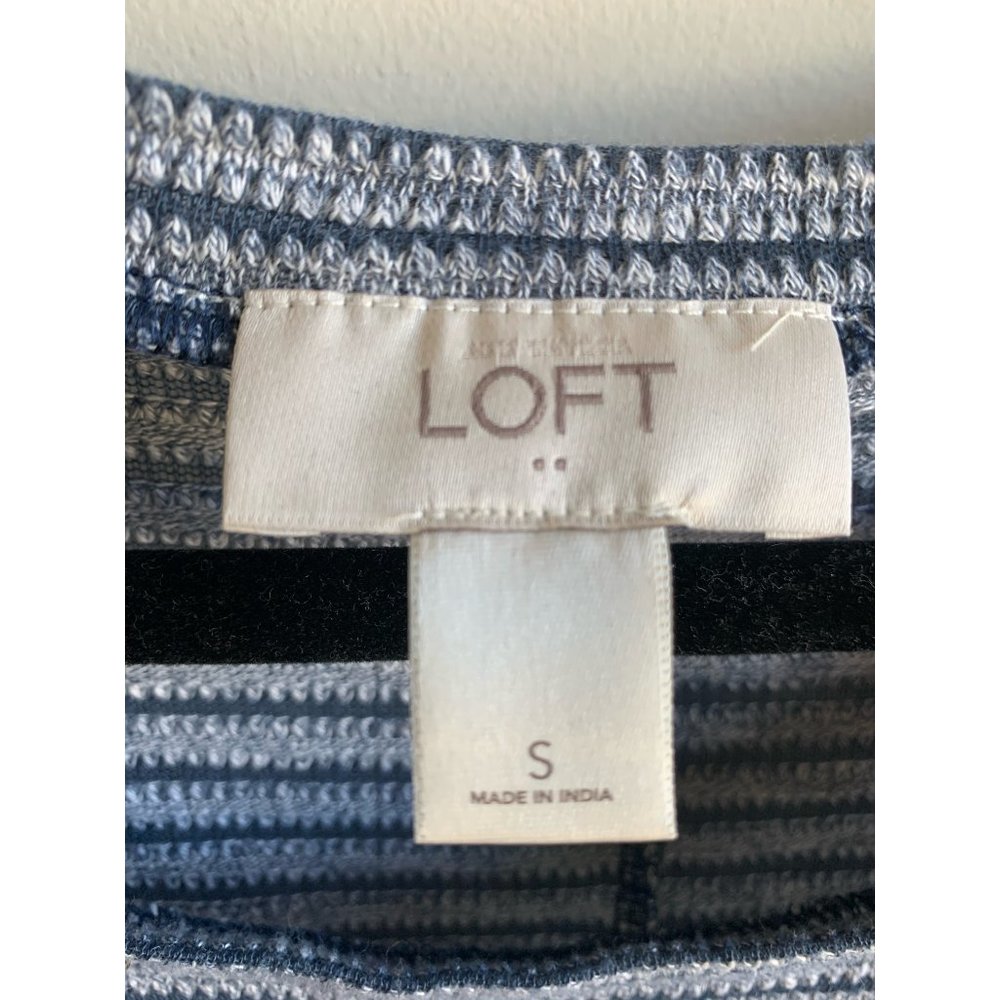 LOFT Blue Striped Textured Long-Sleeved Shirt - Picture 3 of 4